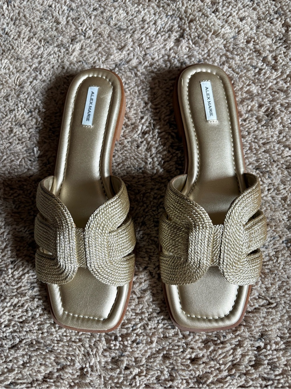 Alex Marie Metallic Gold Braided Slide Mules
